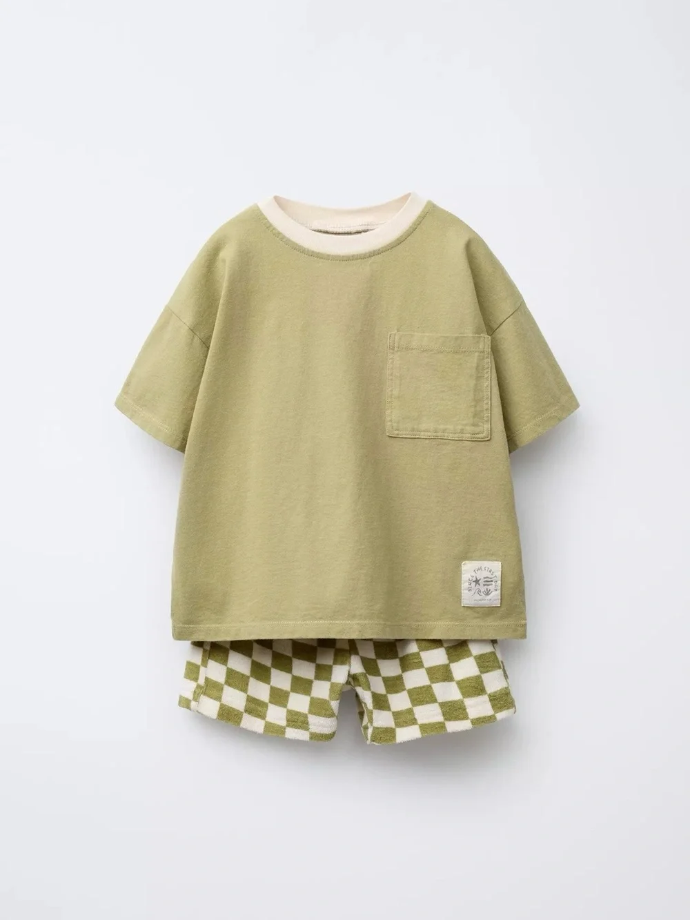 Zara Green Checkerboard T-Shirt and Shorts Set 5 Years NWT